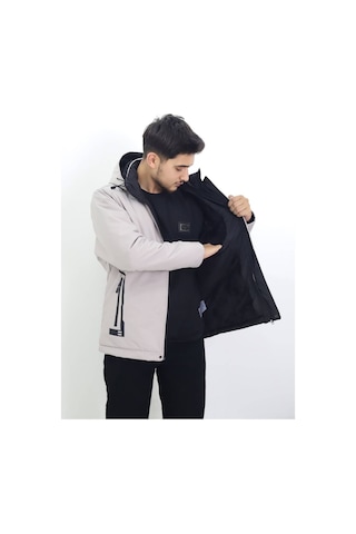 Hk Premium Tekstil Erkek Kışlık Mont Su İtici Rüzgar Geçirmez Kapüşonlu Kalın Sport Outdoor Parka Bej