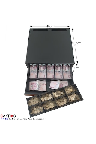 İç-dış Ful Metal 5 Banknot Gözlü Ağır Yük Para Çekmecesi 46x46x11