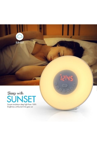 Bioxo Wake-up Ayarlanabilir 6 Renkli Gece Lambası/fm Radyo/alarmlı Saat