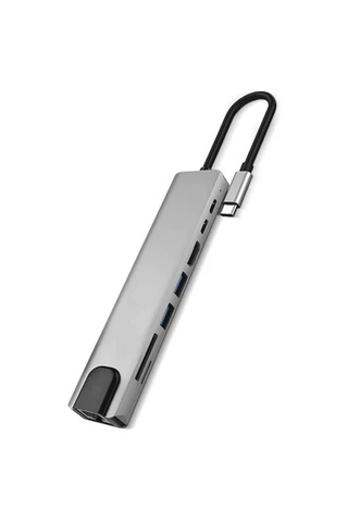 Type C Hub 8 Port Usb Hdmı Rj45 Kart Okuyucu Çoklayıcı Standart
