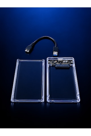 2.5" Usb 3.0 Harici Ssd Harddisk Şeffaf Taşınabilir Hdd Kutusu Sata