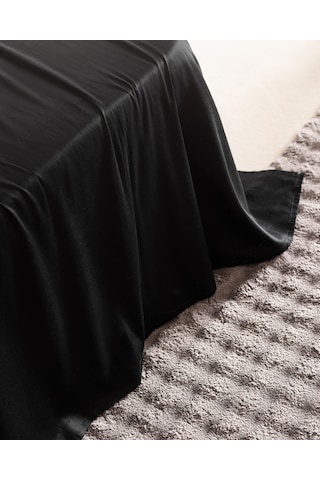 Madame Coco Ciel Tek Kişilik %100 Pamuk Saten Lastiksiz Çarşaf - Siyah 8684427181997 Siyah