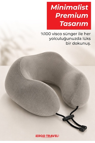 Viscofoam Comfy Ortopedik Seyahat Yastığı Visco Boyun Destekli Seyahat Yastığı - Gri | Ergo Travel