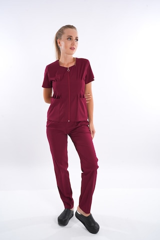 Bordo Lily Model Fermuarlı Soft Likra Doktor Hemşire Üniforma 001