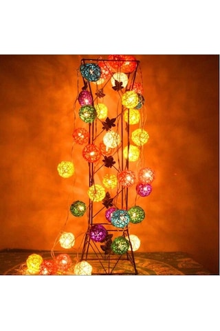 20 Led Rattan Topları Işıklar Peri Tatil Noel Dış Mekan Led Dekoratif Lamba, Stil: 4m Stil Renkli Diğer