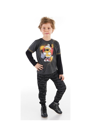 Denokids Mushi Spray Kamuflaj Erkek Çocuk Pantolon Takım Çok Renkli