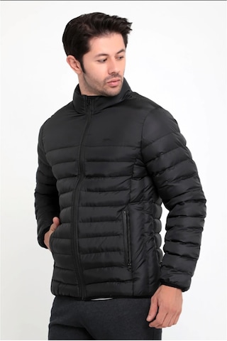 Slazenger Hoas Kışlık Fermuarlı Erkek Şişme Mont Kaban Siyah