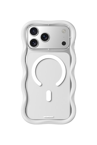 Apple Uyumlu iPhone 17 Pro Max  Kılıf M-safe Şarj Özellikli Youngkit Wave Clear Serisi Kapak Beyaz Beyaz