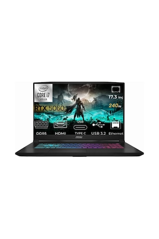 MSI Katana 17 HX B14WFK-248XTR-K05 i7-14650HX 16 GB 2 TB 8 GB RTX 5060 17.3" Fee Dos Dizüstü Bilgisayar