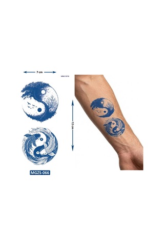 Ağaç Balık Ying Yang Geçici Dövme Yarı Kalıcı Aylık Yapıştırma Dövme