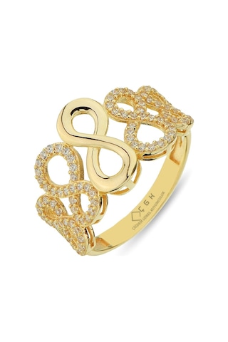 Sonsuzluk Taşlı Altın Yüzük 8 Ayar Sarı Altın