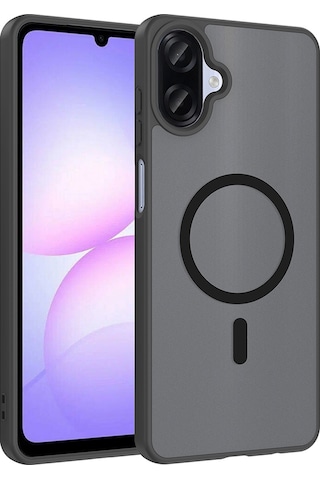 Ardemix Samsung Uyumlu Galaxy A07 Kılıf M-safe Şarj Özellikli Zore Babet Kapak - Siyah