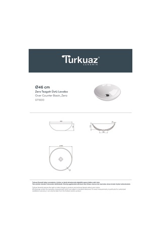 CeraStyle Zero Tezgah Üstü Çanak Lavabo 46 cm