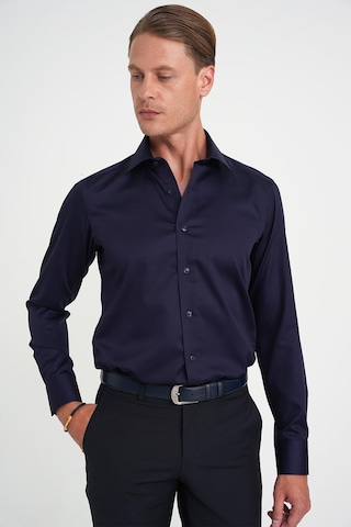 Efor Slim Fit %100 Pamuk Non Iron Kumaş Klasik Lacivert Gömlek Gk 734 Lacivert
