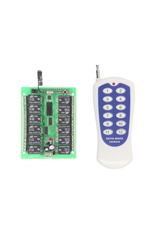 12V 433MHz 12 Kanallı Kablosuz Kumandalı RF Alıcılı Röle Modülü Kutu Dahil