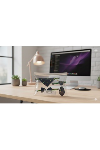 Flypet Tırtıl Desen 3lü Set Papyon + Fular+ Kravat Kedi Tasma & Yavru Köpek Tasma 13cm-24cm Ayarlanabilir Tasma
