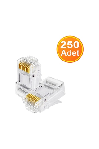 250 Adet - Rj45 Cat5 Cat6 Konnektör Network Jak Ethernet Uç