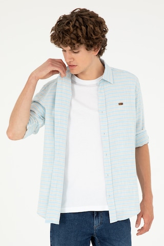 U.s. Polo Assn. Erkek Mavi Gömlek Desenli 50288676-vr036 Mavi