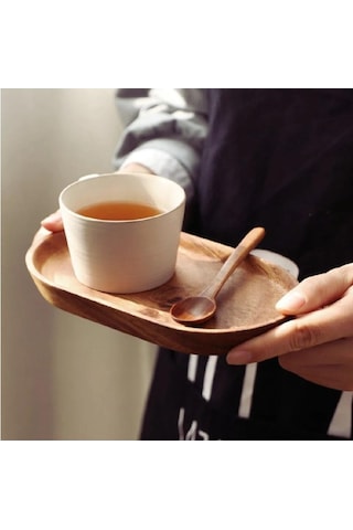 Koyu Kahverengi Wıkhostar Ahşap Tatlı Tabağı Sofra Masif Ahşap Yuvarlak Tatlı Tabağı Japon Tarzı Ahşap Tepsi Tabak 56639506