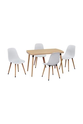 Vilinze Eames Sandalye Argos Ahşap Mdf Sabit Mutfak Masası Takımı - 70x120 Cmtk-argos-70120-nn-eames-nb Beyaz