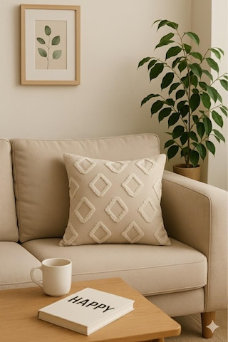 Kırlent Kılıfı 43x43 Cm Çift Taraflı, Fermuarlı, Lüks Şönil Kumaş Koltuk Örtüsü İle Uyumlu 1 Adet Taş