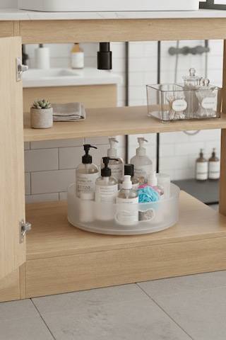 360 Derece Döner Şeffaf Flu Banyo Mutfak Düzenleyici Organizer Toparlayıcı Tepsi Mıt1287 Şeffaf