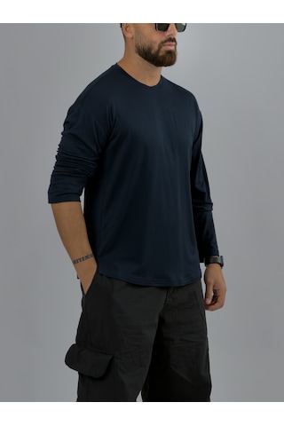 Cocopelli Lacivert Bisiklet Yaka Basic Erkek Sweatshirt Coc3546