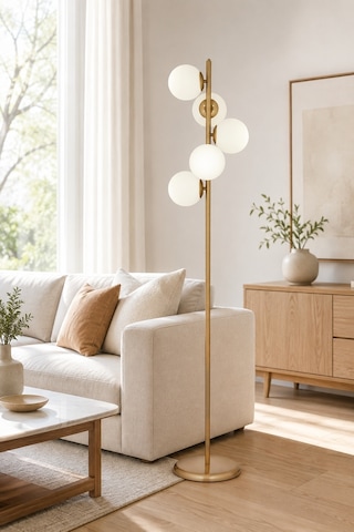 Uzel 5 Başlıklı Eskitme Modern Tasarım Metal Lambader