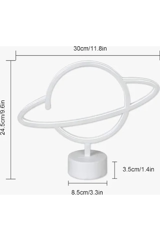 Neon Işıklı Satürn Lamba Pil + Usb Çok Renkli