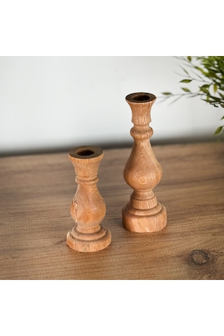 Mumluk Şamdan Ahşap Mumluk 2 Li 1258