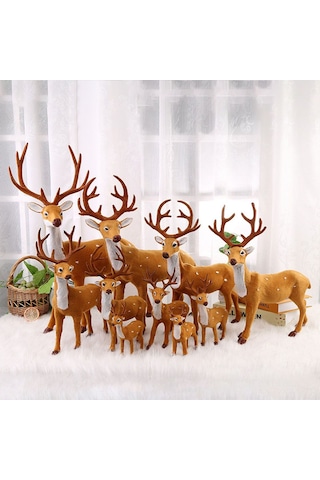 Geeksen Sarı Renkli Mini Geyik Figürü Noel Ağaçları İçin Dekoratif Süs