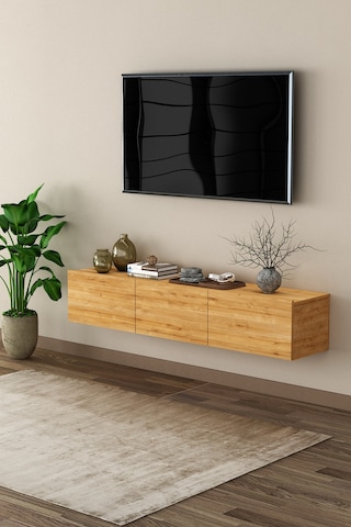 Asra Trend Tv Ünitesi Tv Sehpası T-27 %100 MDF Duvara Monte Askılı Ünite Safir Meşe