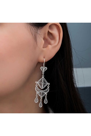 Gümüş Telkari Sallantılı Kadın Küpe Arbltgshkdkdjoj957n