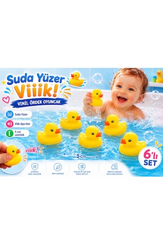 Vinil Ördek 6 Adet Sesli Banyo Oyuncağı Seti Ördek Kardeşler