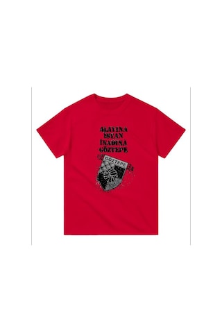 Göztepe Alayına İsyan Kısa Kollu Bisiklet Yaka T-shirt KIrmızı