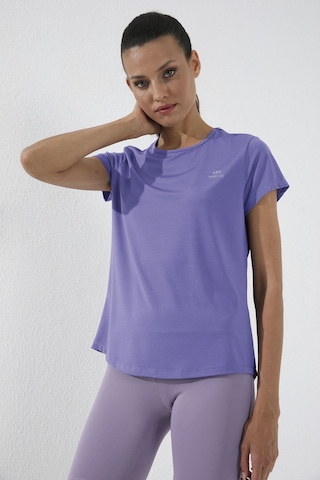 Eflatun Basic Kısa Kol Standart Kalıp O Yaka Kadın T-shirt - 97144 Eflatun