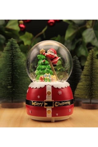 Hediyebiziz Yılbaşı Kar Küresi Noel Işıklı Ve Müzikli Christmas Noel Baba -7