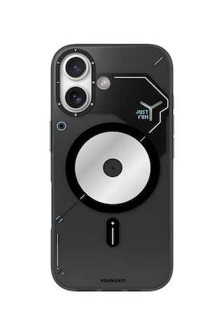 Apple Uyumlu iPhone 17 Kılıf M-safe Şarj Özellikli Disk Desenli Youngkit Disc Battle Kapak Siyah Siyah