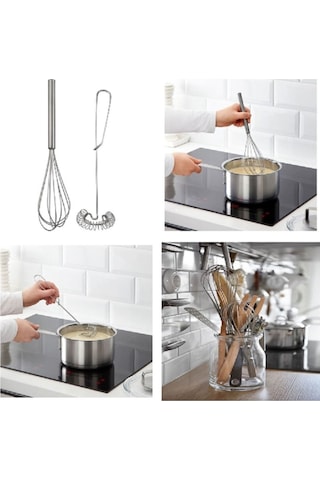 4 Lü Set, Idealısk Rende 2'li Çırpıcı Seti Idealısk Un Eleği Klockren Buharda Sebze Haşlama Gri