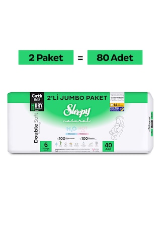 Sleepy Natural Double Soft Avantajlı Mega Paket Bebek Bezi 6 Numara Xlarge 80 Adet