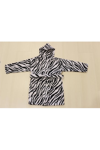 Bebek & Çocuk Baskılı Kapşonlu Bornoz %100 Pamuklu Unisex Çok Renkli