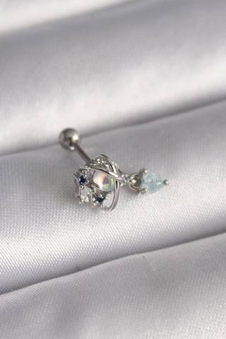 316l Çelik Gümüş Renk Zirkon Taşlı Sallantı Kalp Detay Tragus Piercing - Prt3500eb02969-8032 Gümüş