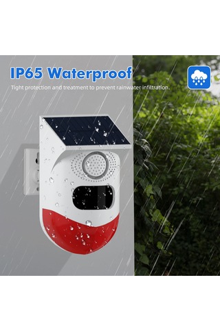 Gajeena Tuya Wifi Güneş Enerjili Dış Mekan Güvenlik Alarmı, Hareket Sensörlü, Işık Ve Sesli Uyarı, Ip67 Su Geçirmez, Ct80w Modeli