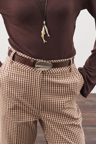 Oval Metal Tokalı Kemer Kahverengi Kahverengi