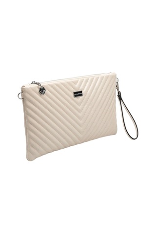 Silver Polo Crash Bej Kapitone V Kadın Portföy Ve Clutch El Çantası Sp1034