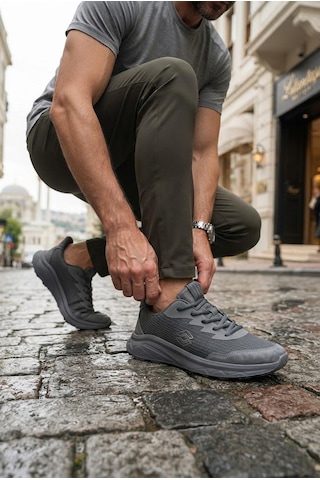 Scooter M2011 Rahat Deri Tekstil Sneaker Erkek Ayakkabı Füme