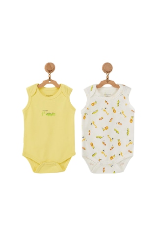 Andywawa Erkek Bebek Hayvan Motifli 2li Body AC22534 Sarı