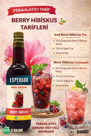 Berry Hibiskus Şekersiz Meyve Kokteyli Konsantresi 750 Ml - 1:5