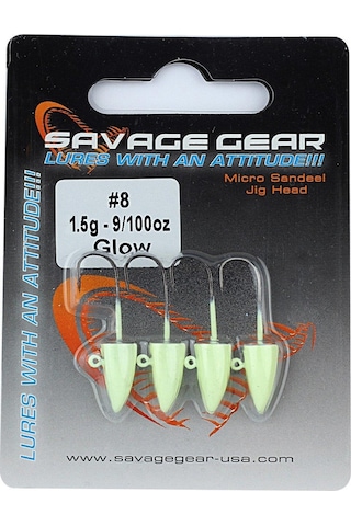 Savage Gear Lrf Micro Sandeel 1,5gr 8 4pcs Glow Jig Head