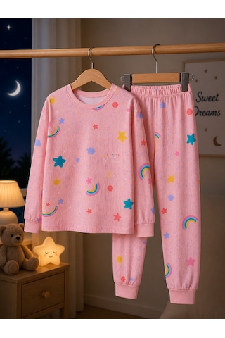 Durukoza %100 Pamuk 4 Mevsim Çocuk Pijama Takımı 8-13 Yaş Yumuşak Dokulu Pembe